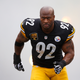 James Harrison is pretending to be a pro wrestler. We think he’s doing a realistic job.